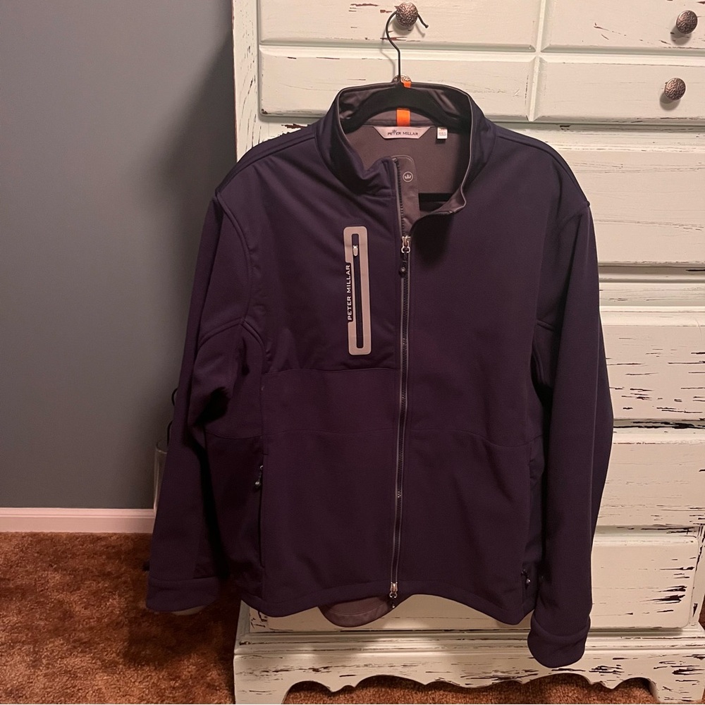 Peter Millar Navy Blue Thermal Block Micro Fleece Jacket. Size XL.